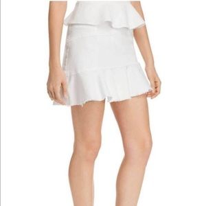 White Denim Ruffle Skirt